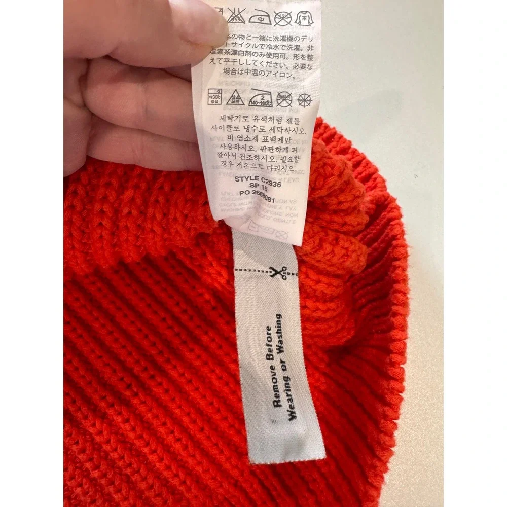 J Crew Bright Orange Ribbed Chunky Crew Neck Sweater Size‎ S Cozy Cottagecore